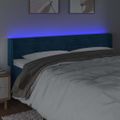 vidaXL Čelo postele s LED tmavomodré 163x16x78/88 cm zamat