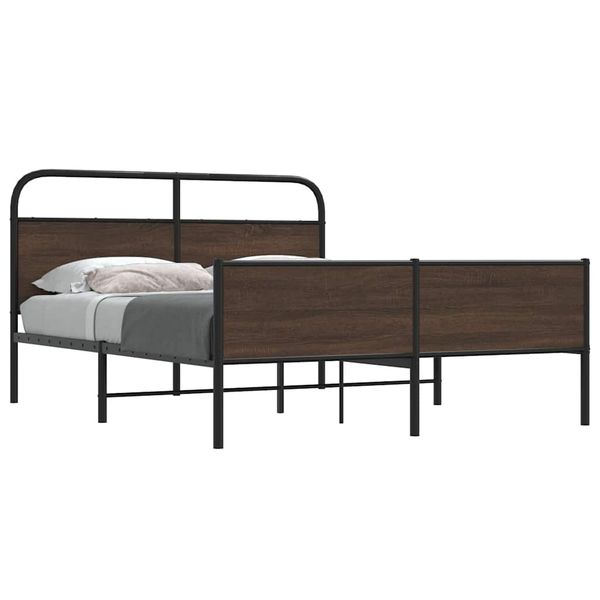vidaXL Kovový posteľný rám bez matraca hnedý dub 150x200 cm