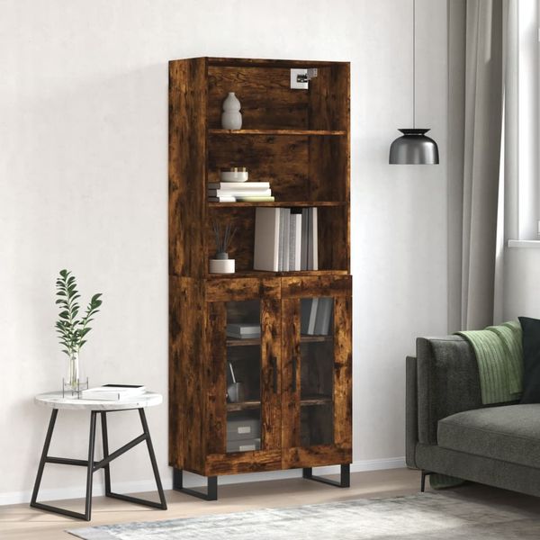 vidaXL Vysoká skrinka dymový dub 69,5x34x180 cm spracované drevo