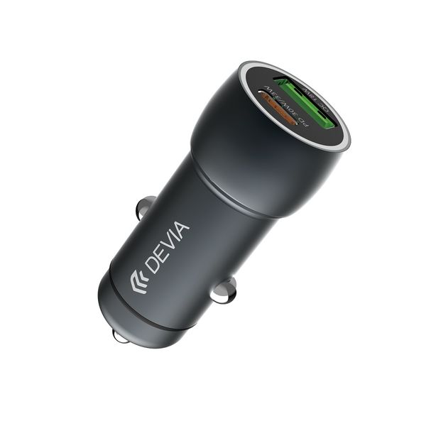 Nabíjačka do auta Devia Extreme PD QC 3.0 30W + 18W 1x USB 1x USB-C tmavosivá