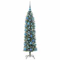 vidaXL Umelý chudý vianočný strom Zelená a biela 150 cm