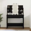 vidaXL Toaletný stolík s LED čierny 96x40x142 cm