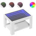 vidaXL Konferenčný stolík s LED biely 73x53x45 cm kompozitné drevo