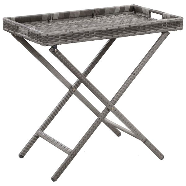 vidaXL Skladací stôl sivý 80x45x75 cm polyratanový