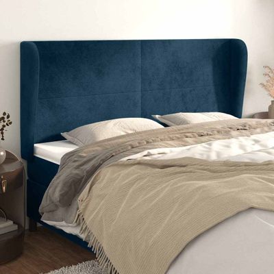 vidaXL Čelo postele so záhybmi tmavomodrá 163x23x118/128 cm zamat