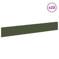 vidaXL Obrubník trávnika 20 ks 100 x 15 cm Oceľ Olivovo zelená