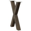vidaXL Nohy k jedálenskému stolu v tvare X, 2 ks, prírodná oceľ, 60 x (72-73) cm, oceľ