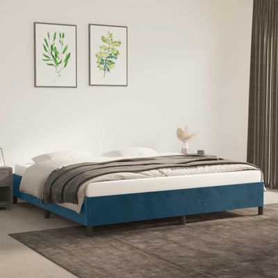 vidaXL Rám postele bez matraca tmavomodrý 200x200 cm zamat