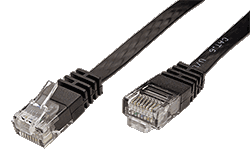 UTP patchkabel kat. 6, plochý, černý, 1m