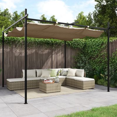 vidaXL Pergola so zaťahovacou strechou sivohnedá 295x292x230 cm