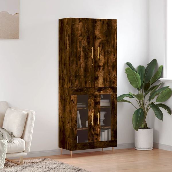 vidaXL Vysoká skrinka dymový dub 69,5x34x180 cm spracované drevo