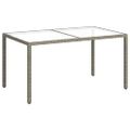 vidaXL Záhradný stôl 150x90x75 cm tvrdené sklo a polyratan sivý