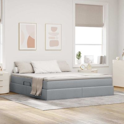 vidaXL Postel s úložným prostorem a matrací Svetlosivá 160 x 200 cm