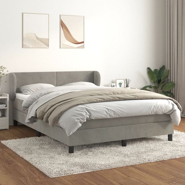 vidaXL Posteľný rám boxsping s matracom bledosivý 140x200 cm zamat