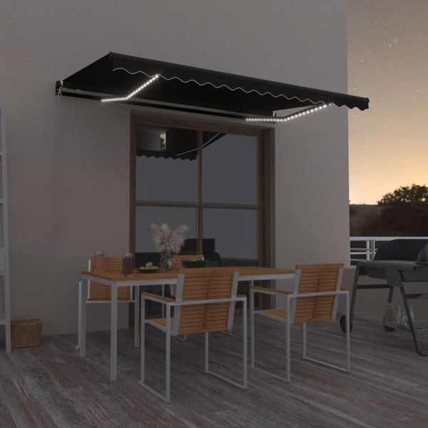 vidaXL Ručne zaťahovacia markíza s LED 400x350 cm antracitová
