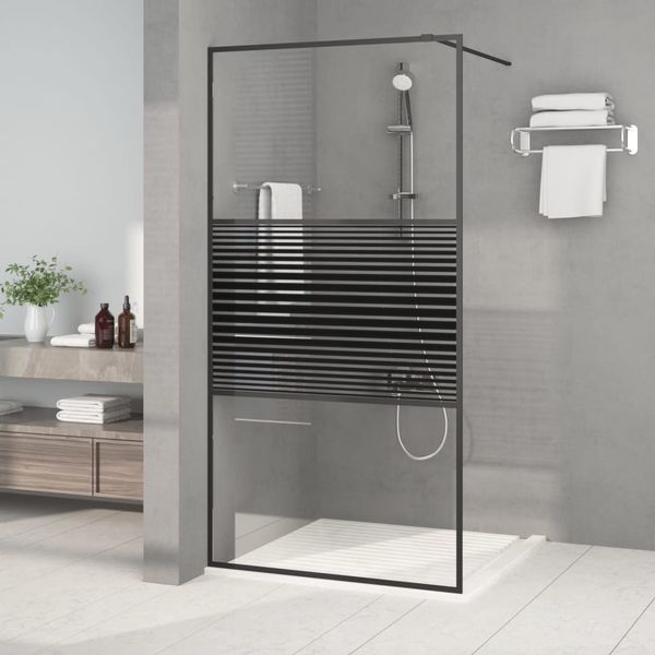 vidaXL Sprchová zástena čierna 100x195 cm priehľadné ESG sklo