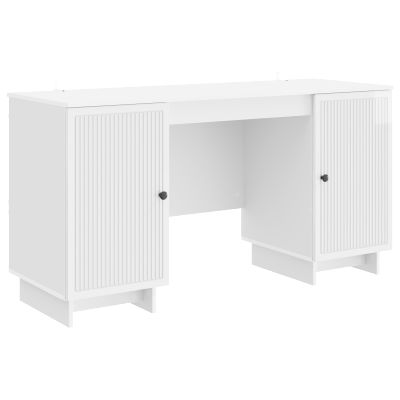 vidaXL Stôl Biela s vysokým leskom Kompozitné drevo 142,5 x 50 x 75 cm