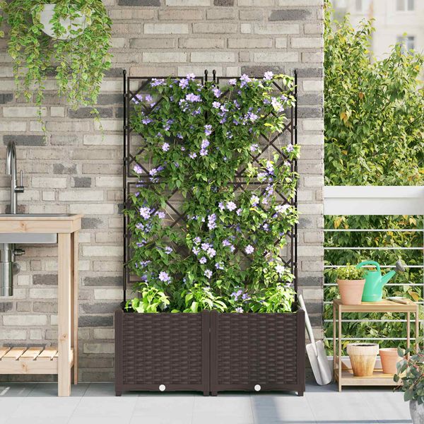 vidaXL Záhradný kvetináč 2 ks Hnedá 80 x 40 x 143 cm PP