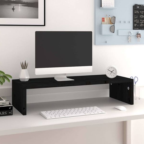 vidaXL Stojan na monitor čierny 60x23,5x12 cm spracované drevo