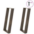 vidaXL Nohy konzolového stolíka v tvare U, 2 ks, prírodná oceľ, 38 x (72-73) cm, oceľ