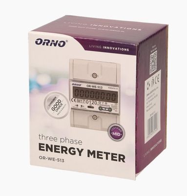Elektromer digitálny na DIN lištu ORNO OR-WE-513, 80A, MID, trojfázový, DIN TH-35mm Elektroměr digitální na DIN lištu ORNO OR-WE-513, 80A, MID, třífázový, DIN TH-35mm