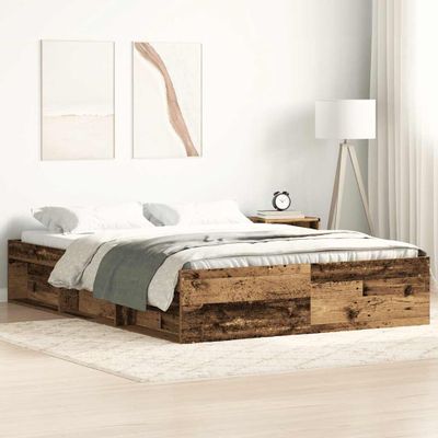 vidaXL Posteľný rám bez matraca staré drevo 140x190cm kompozitné drevo
