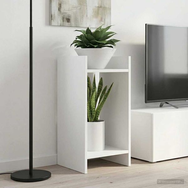 vidaXL Stojan na rastliny s poličkou 2 pcs Biely 30 x 30 x 60 cm