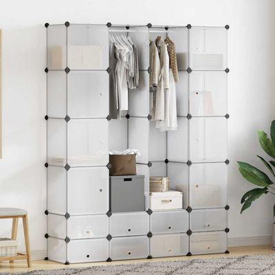 vidaXL Modulárna skrinka s 18 priečinkami, biela 37x146x180,5 cm