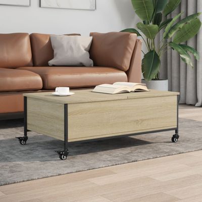 vidaXL Konferenčný stolík+kolieska, sonoma 91x55x34cm kompozitné drevo