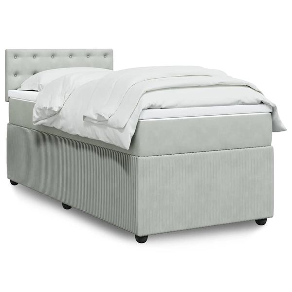 vidaXL Posteľný rám boxsping s matracom bledosivý 90x190 cm zamat