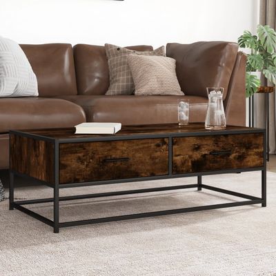 vidaXL Konferenčný stolík dymový dub 100x50x35 cm kompozit.drevo a kov