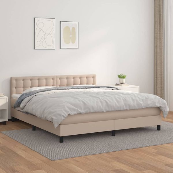 vidaXL Boxspring posteľ s matracom kapučínová 180x200 cm umelá koža