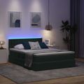 vidaXL LED úložná posteľ s matracom Tmavozelená 140 x 200 cm Zamat