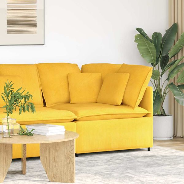 vidaXL Modulárna rohová pohovka s vankúšmi, svetložltá 100 cm