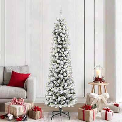 vidaXL Umelý vianočný stromček Biela 210 cm PVC, kov a plast
