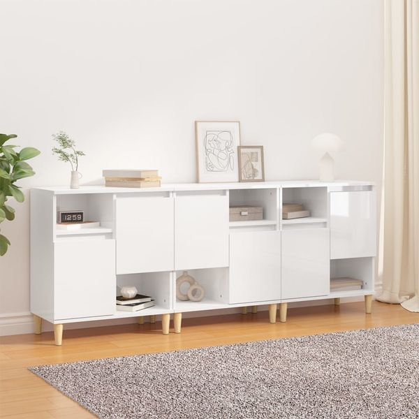 vidaXL Komody 3 ks lesklé biele 60x35x70 cm kompozitné drevo