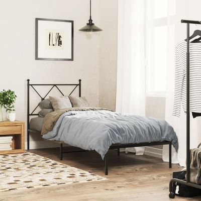 vidaXL Kovový rám postele s čelom čierny 75x190 cm