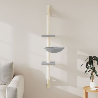vidaXL Nástenné škrabadlo pre mačky bledosivé 142,5 cm
