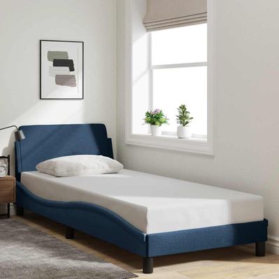 vidaXL Rám postele s čelom Dover modrý 90x200 cm látka