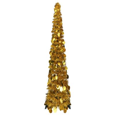 vidaXL Rozkladací umelý vianočný stromček, zlatý 120 cm, PET