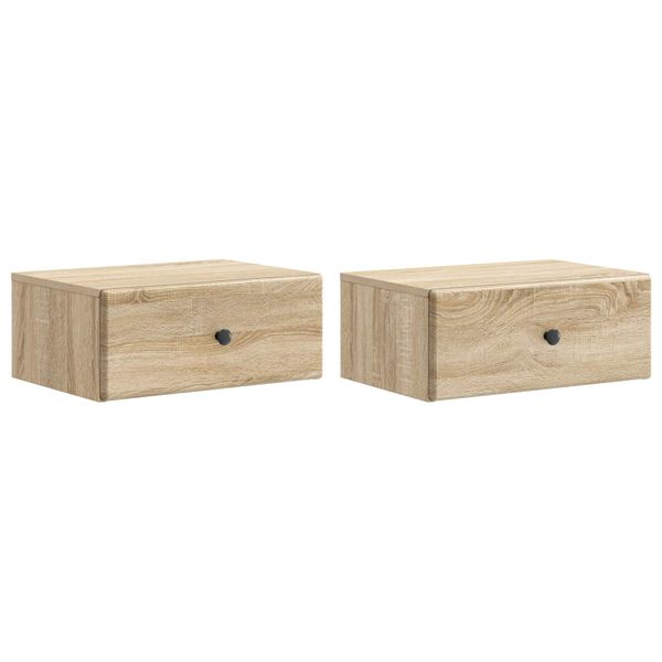 vidaXL Nástenná nočná skrinka 2 pcs Dub sonoma 49 x 34,5 x 20 cm