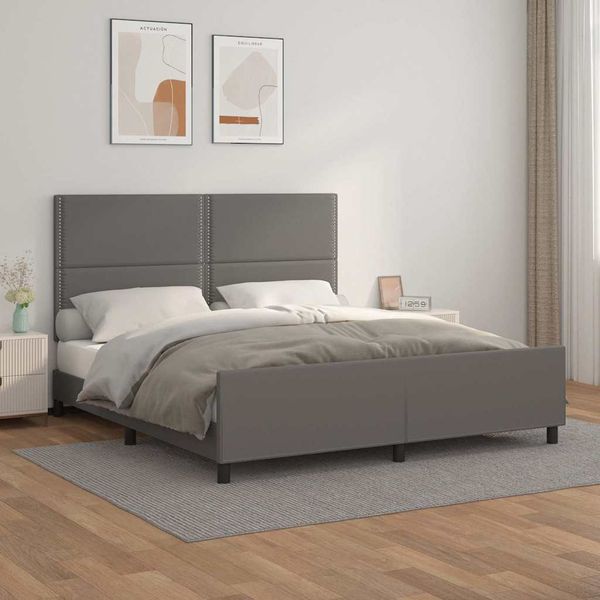 vidaXL Posteľný rám s čelom sivý 180x200 cm umelá koža