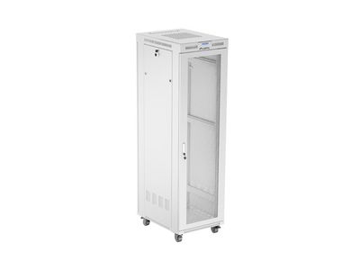 19'' Voľne stojaca racková skriňa 42U 600X800 šedá s perforovanými dverami lanberg (ploché balenie)