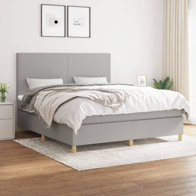 vidaXL Boxspring posteľ s matracom svetlosivá 100x200 cm látka