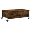 vidaXL Konferenčný stolík+kolieska, tmavý dub 91x55x34 cm