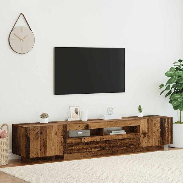 TV skrinka vidaXL s LED osvetlením Staré drevo 200x35x40 cm