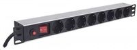 Intellinet 19" 1U Rackmount 8-Way Power Strip - Nemecký typ, rozvodný panel, 8x DE zásuvka, 3m kábel
