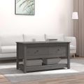 vidaXL Konferenčný stolík sivý 102x49x55 cm borovicový masív