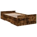 vidaXL Posteľný rám so zásuvkami dymový dub 75x190 cm kompozitné drevo