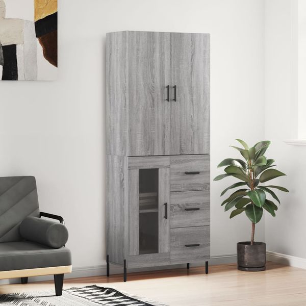 vidaXL Vysoká skrinka sivý dub sonoma 69,5x34x180 cm spracované drevo
